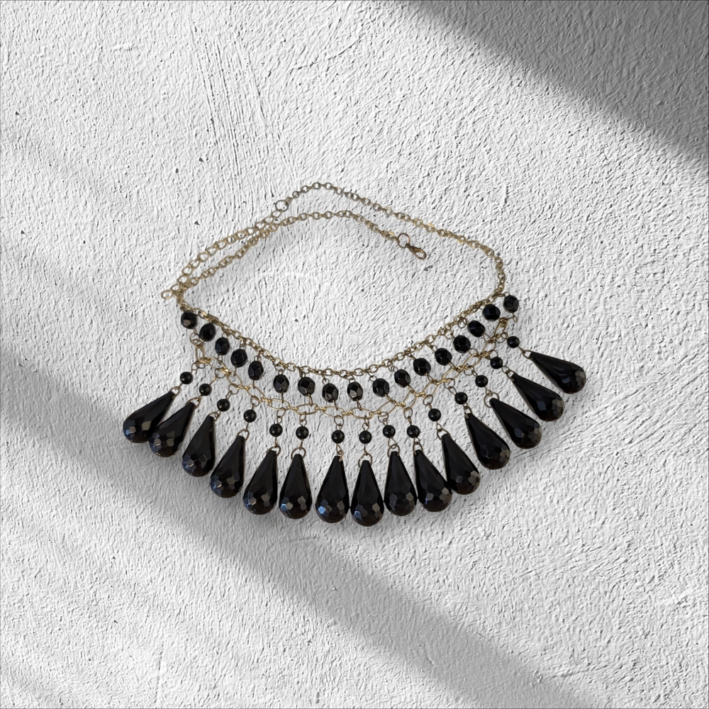 Black and Gold Bib Necklace